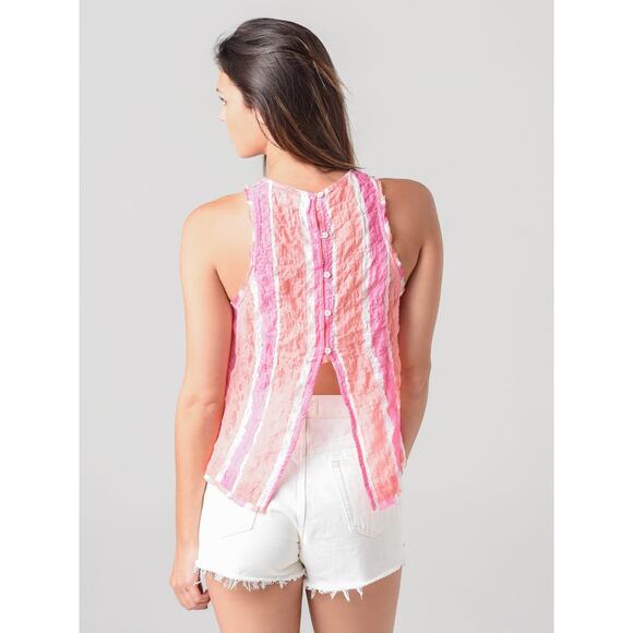 Anthropologie Tops - Anthropologie Cloth & Stone Bella Tank Fray Hem Button Back Halter Blouse Top L